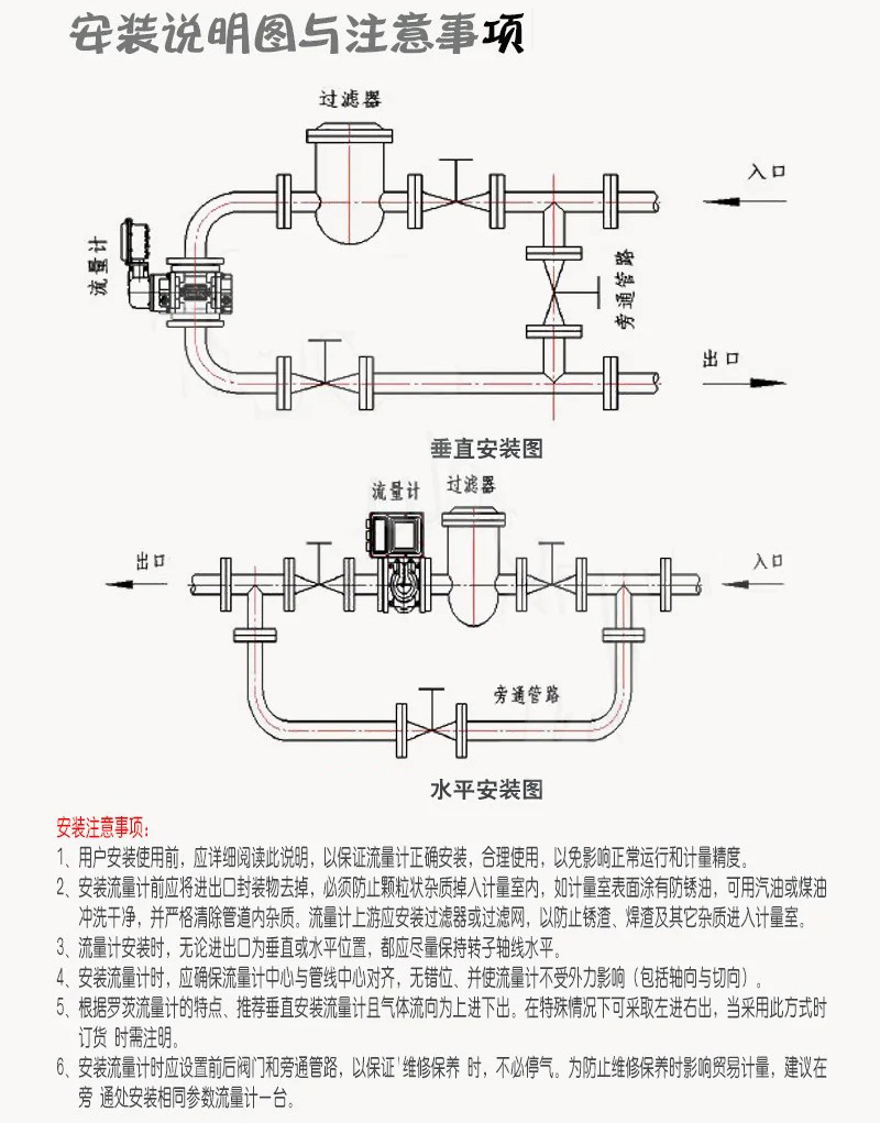 電池供電羅茨流量計(jì)安裝說(shuō)明圖